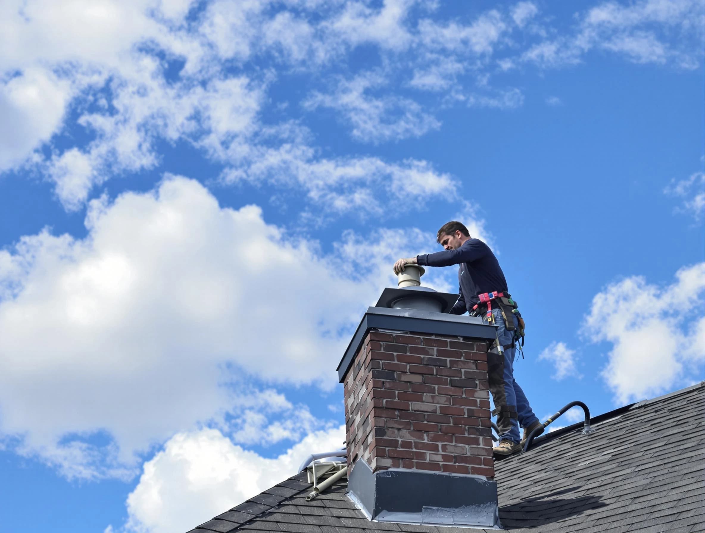 Tyrone Chimney Sweep installing a sturdy chimney cap in Tyrone, GA