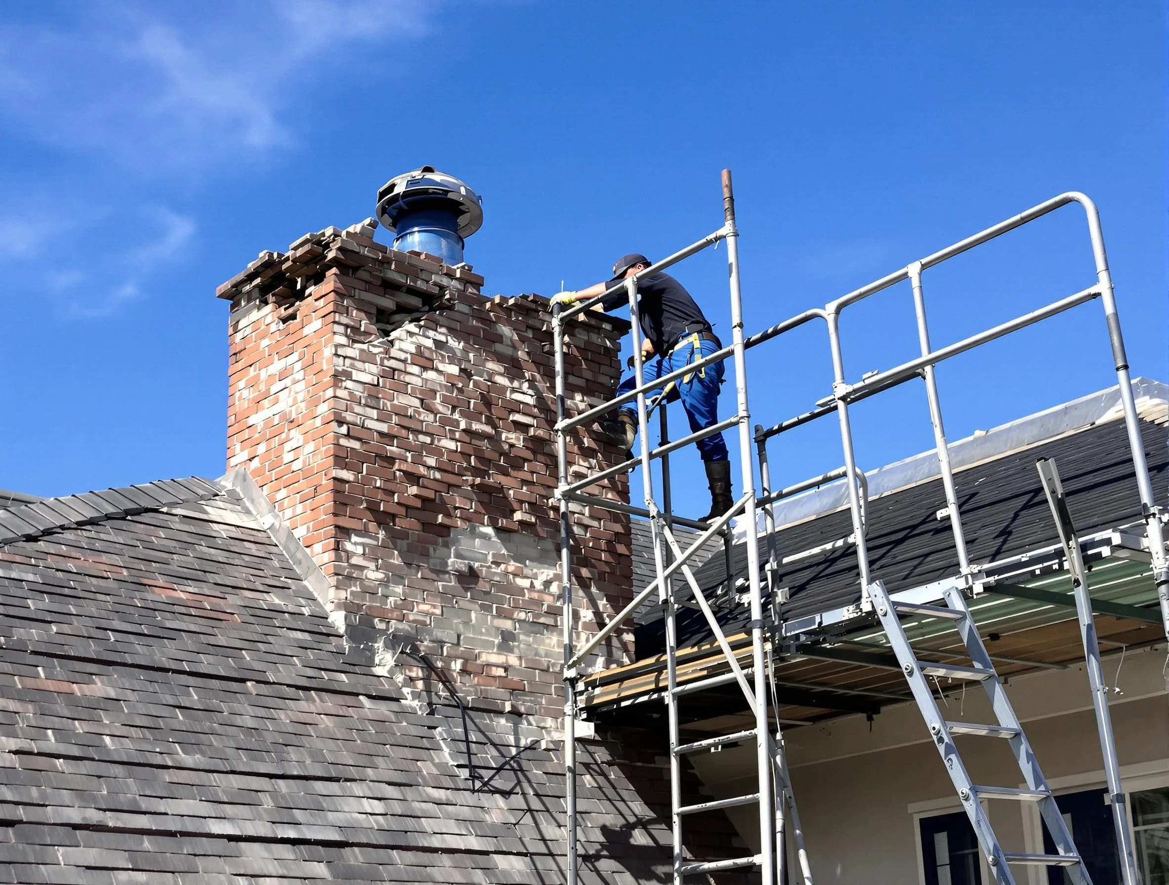 Rebuilding a chimney structure by Tyrone Chimney Sweep in Tyrone, GA