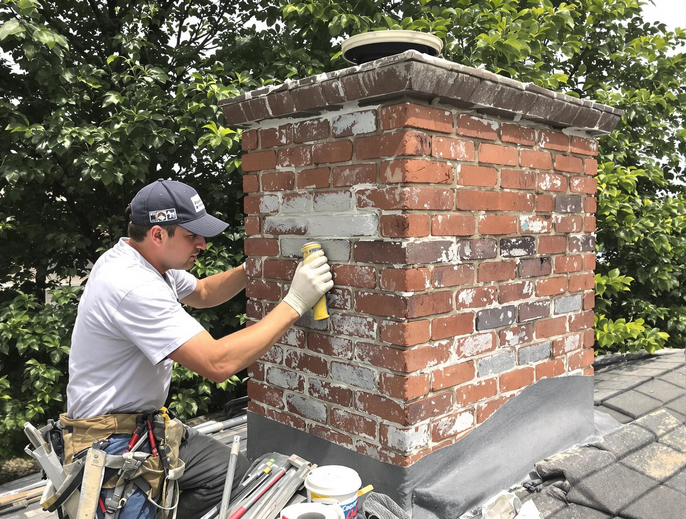 Tyrone Chimney Sweep restoring an aging chimney in Tyrone, GA