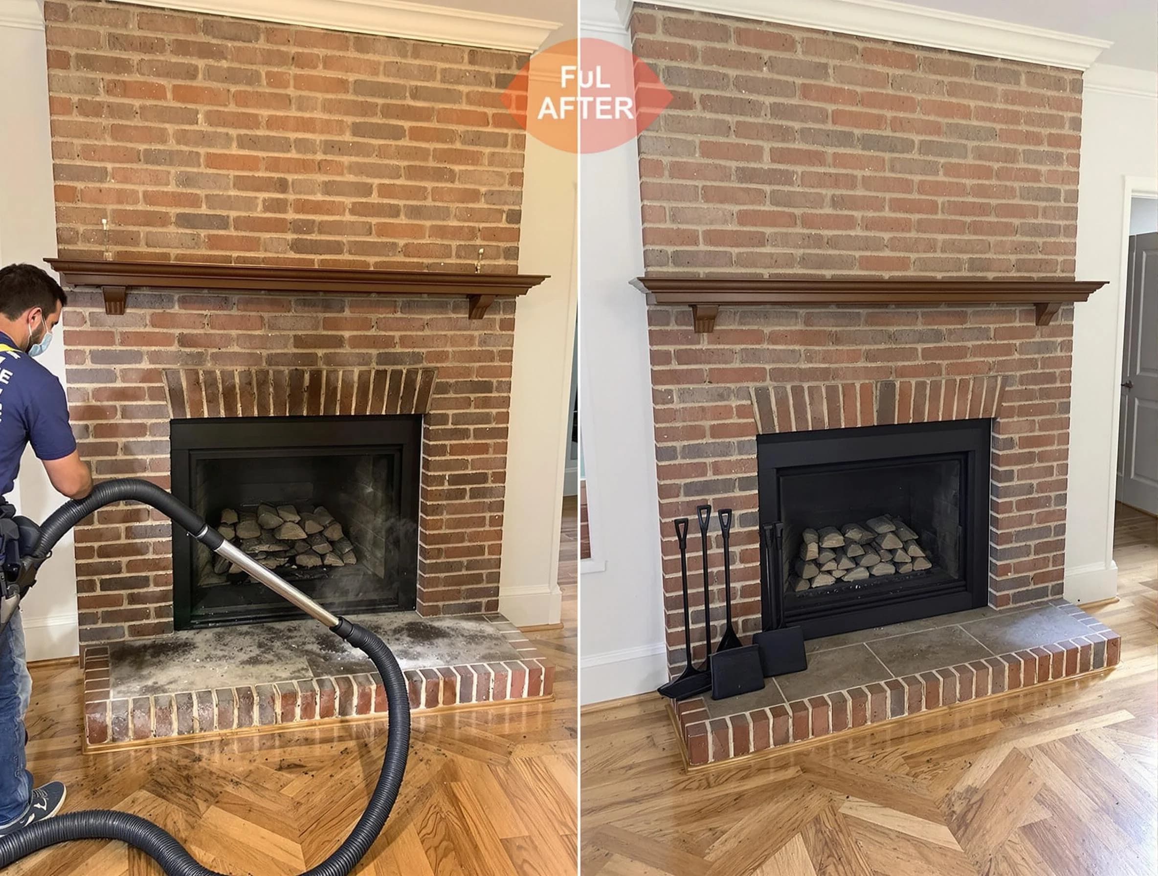 Tyrone Chimney Sweep carefully sanitizing a fireplace in Tyrone, GA