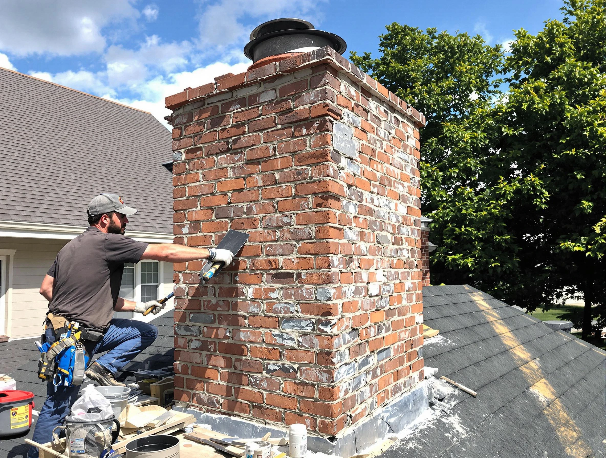 Completed chimney rebuild by Tyrone Chimney Sweep in Tyrone, GA