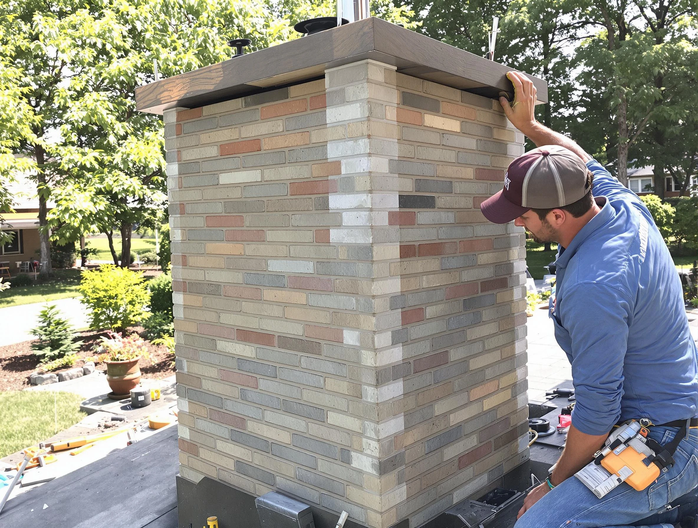 Tyrone Chimney Sweep completing a modern chimney remodel in Tyrone, GA