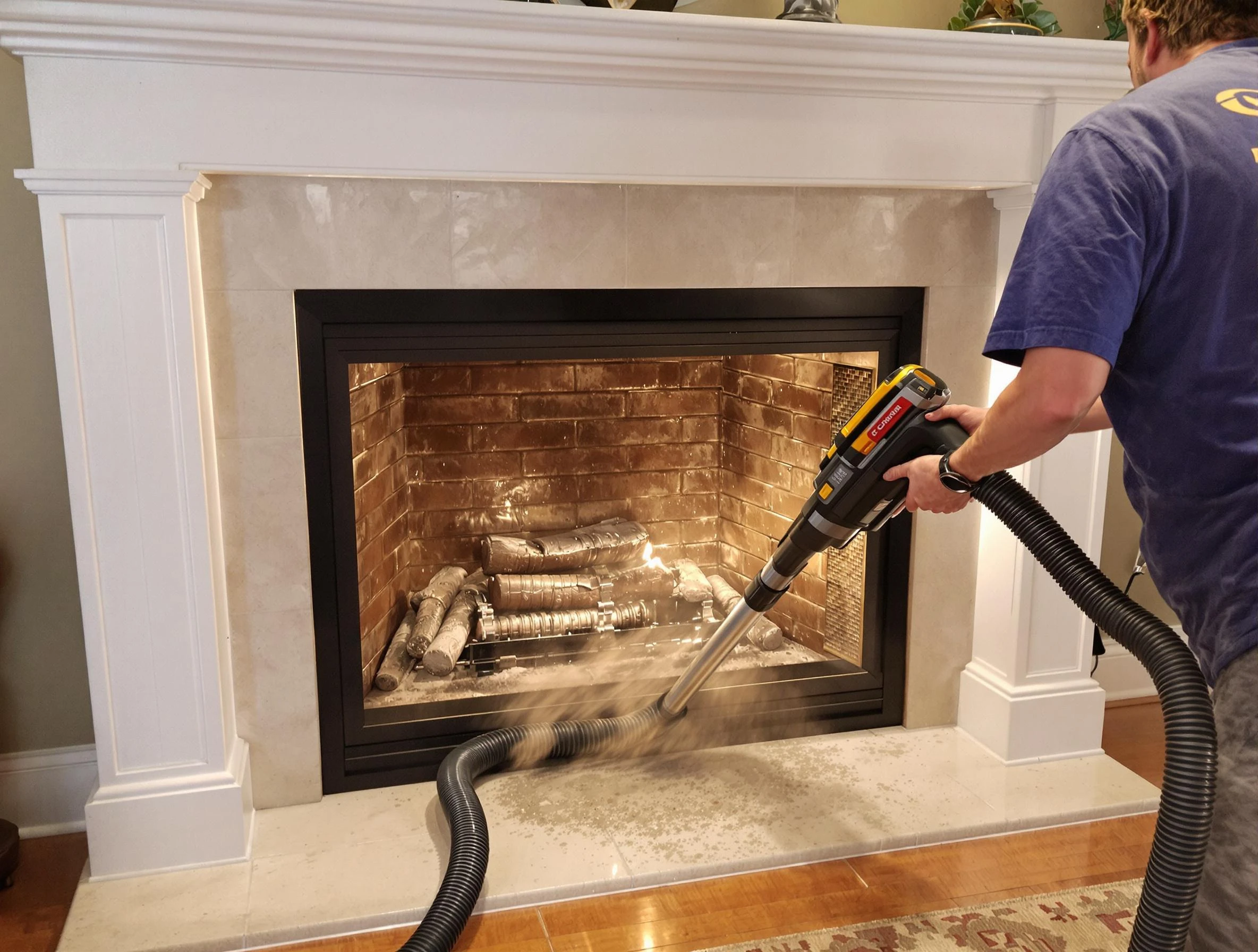Fireplace cleaning performed by Tyrone Chimney Sweep in Tyrone, GA